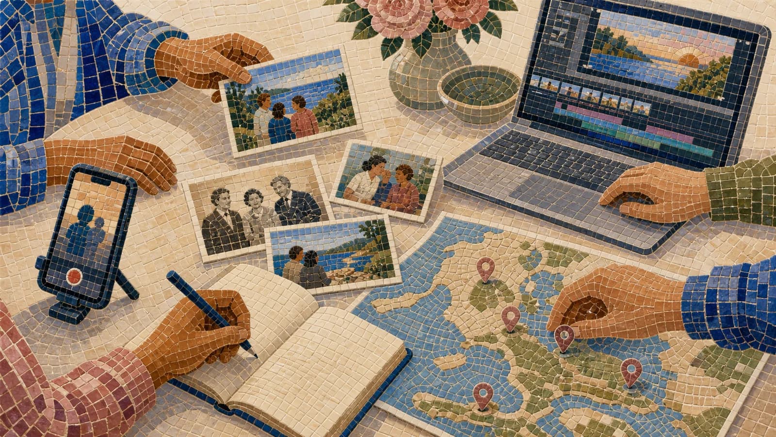 Friends and family gathering memories for a celebration of life video