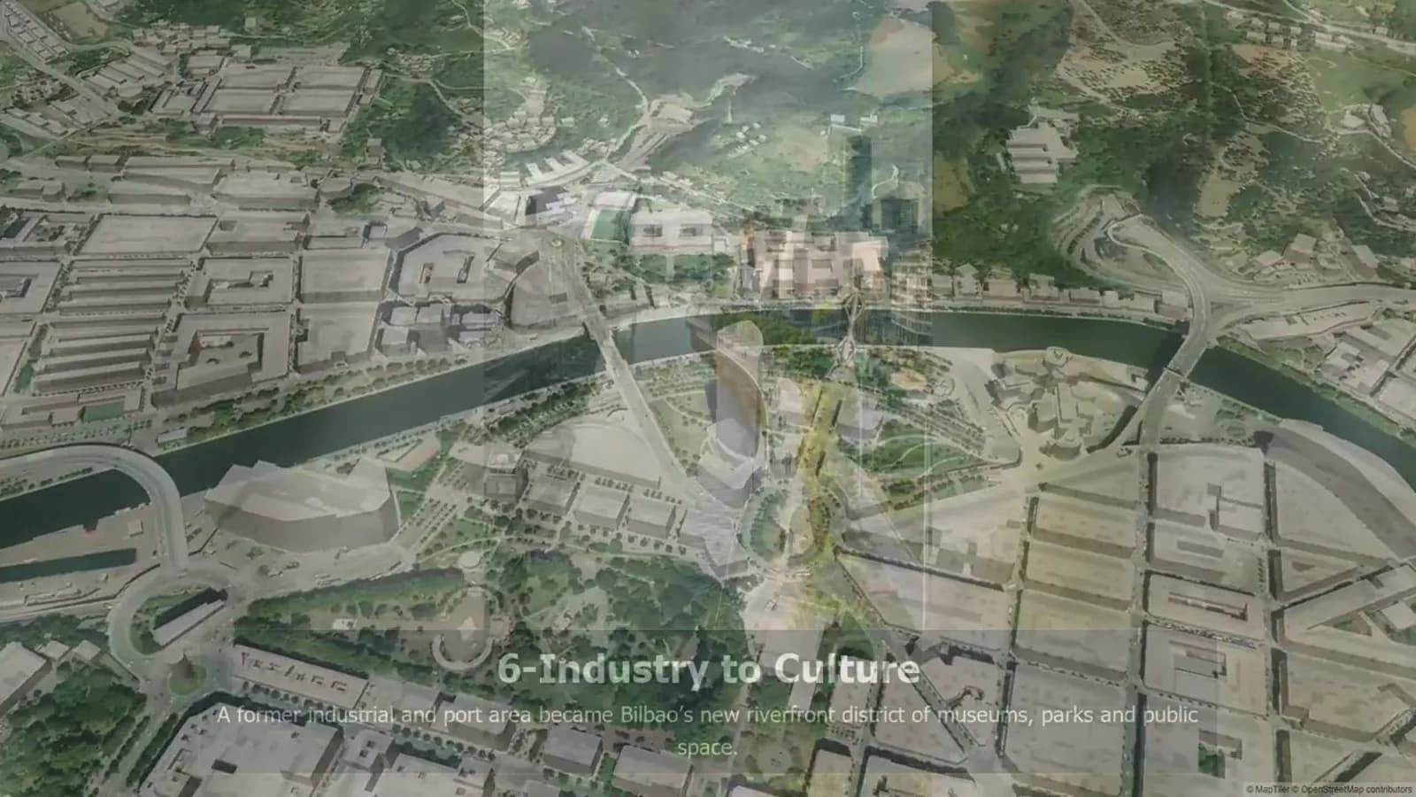 Illustrated world map showing before-and-after views of cities that changed dramatically over time.