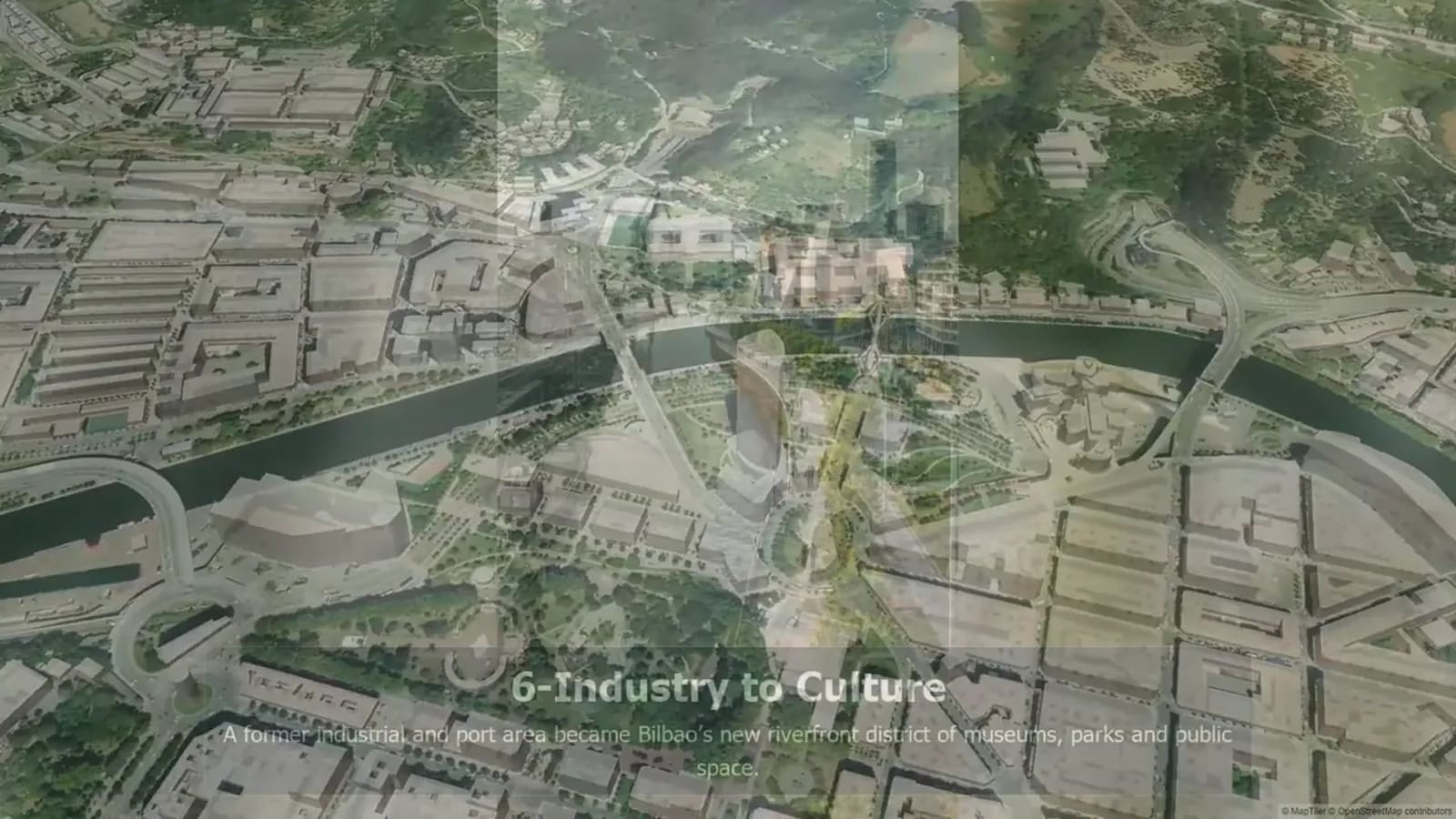 Illustrated world map showing before-and-after views of cities that changed dramatically over time.