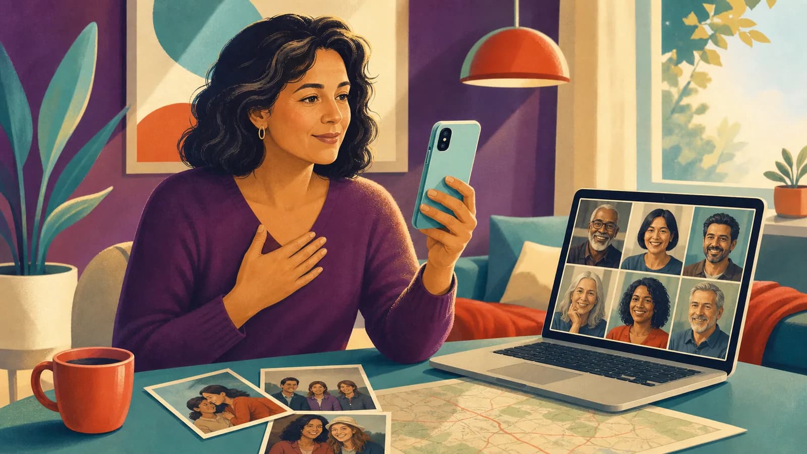Person recording a caring get well video message at home