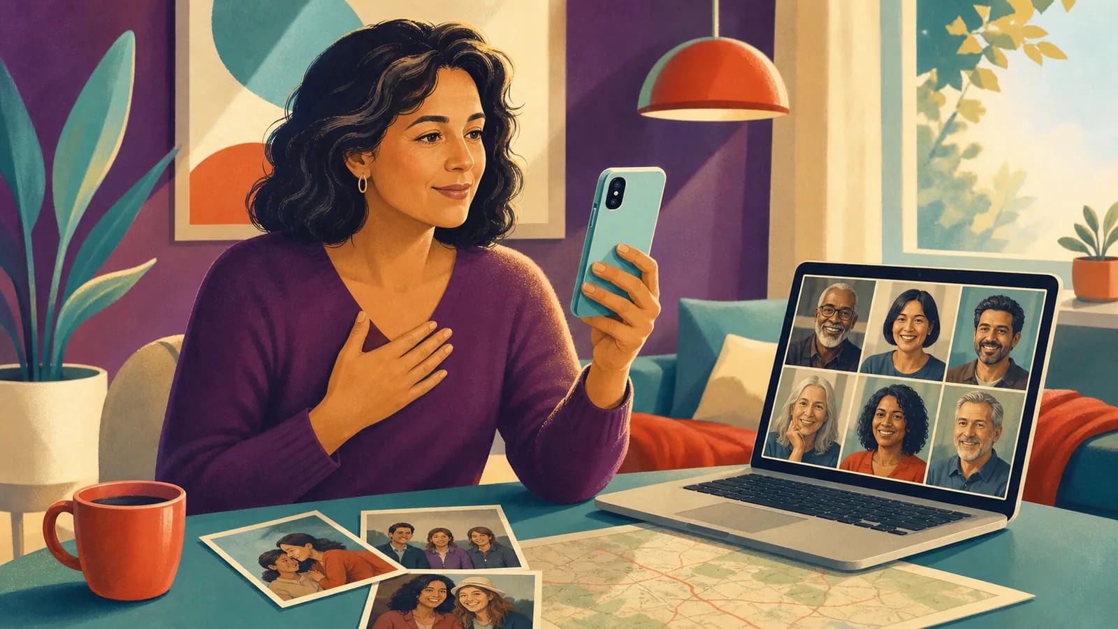 Person recording a caring get well video message at home