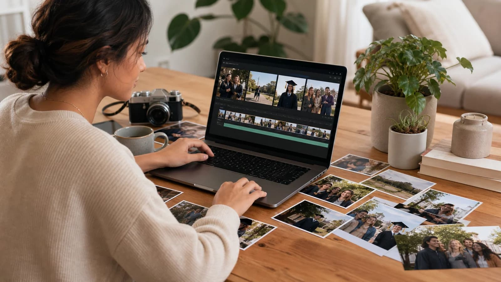 Graduation Video Maker: Build a Story from First Day to Ceremony: photos, video clips, music, and meaningful places arranged into a clear story.