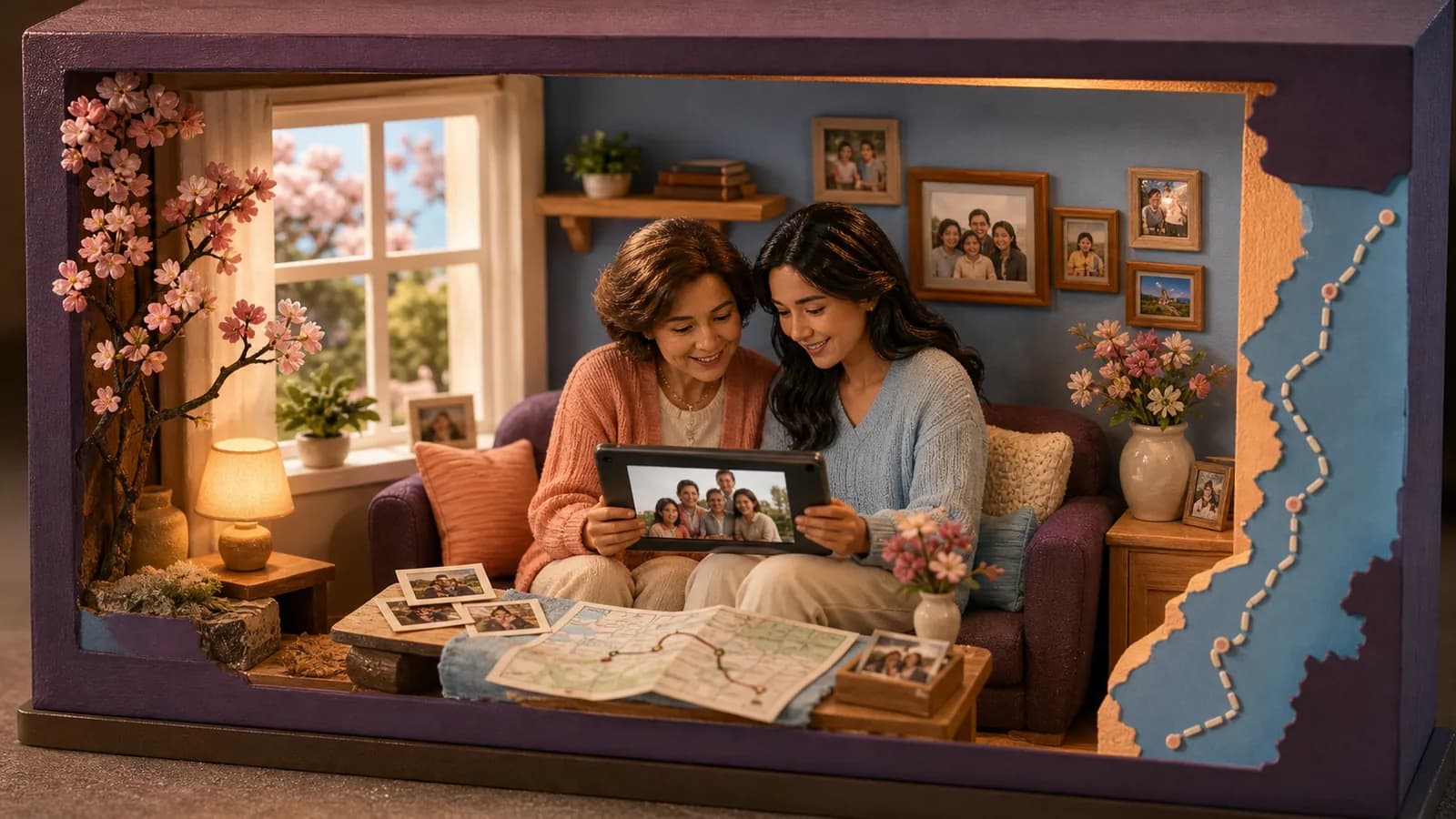 Mother and daughter watching a personalized Mother’s Day video gift together