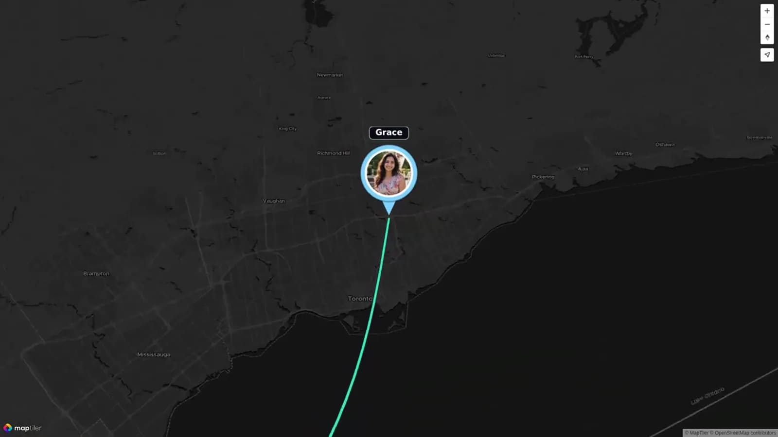 Printed couple photos and location markers arranged as a relationship timeline from first date to wedding day