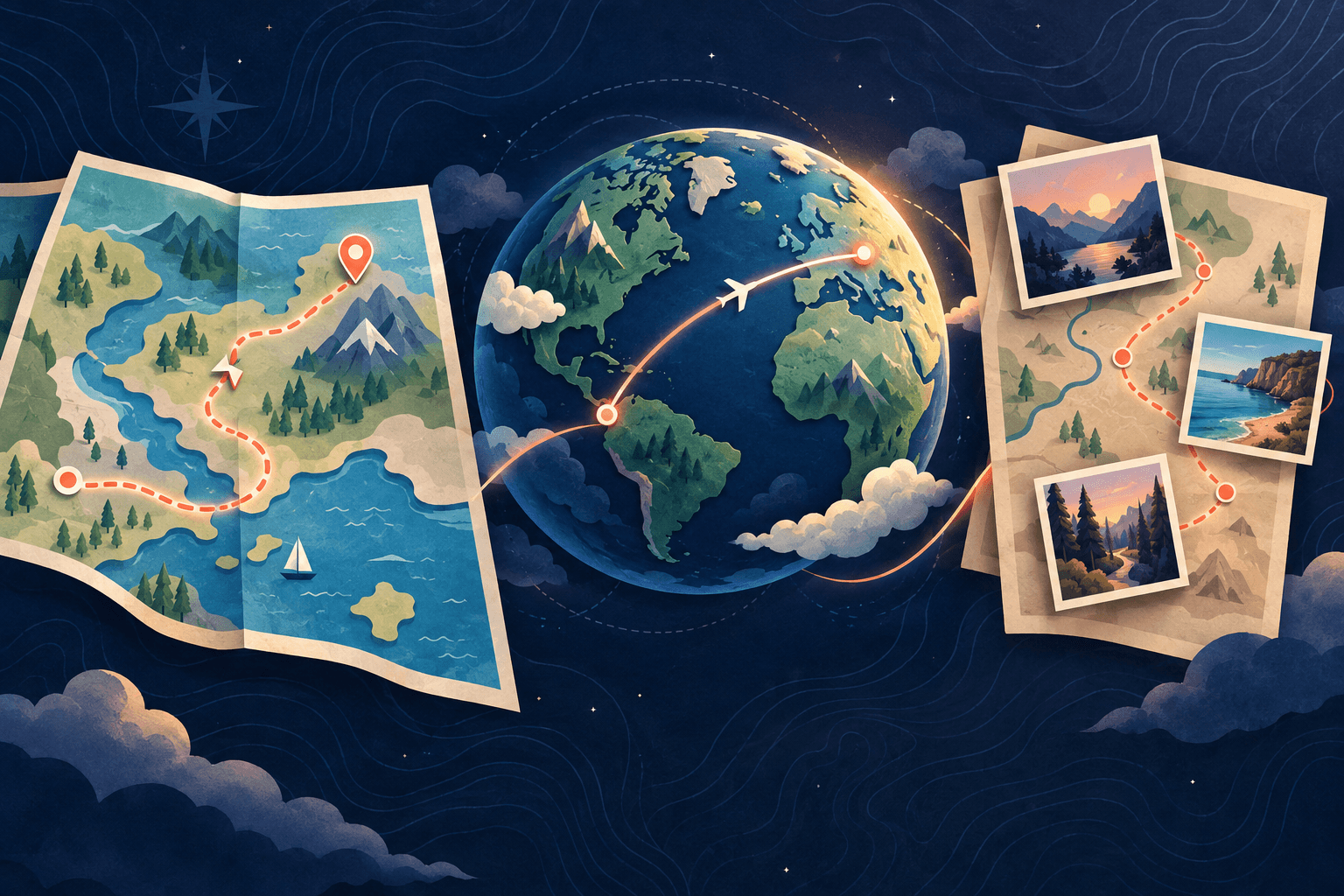Three different animated map styles for the same journey